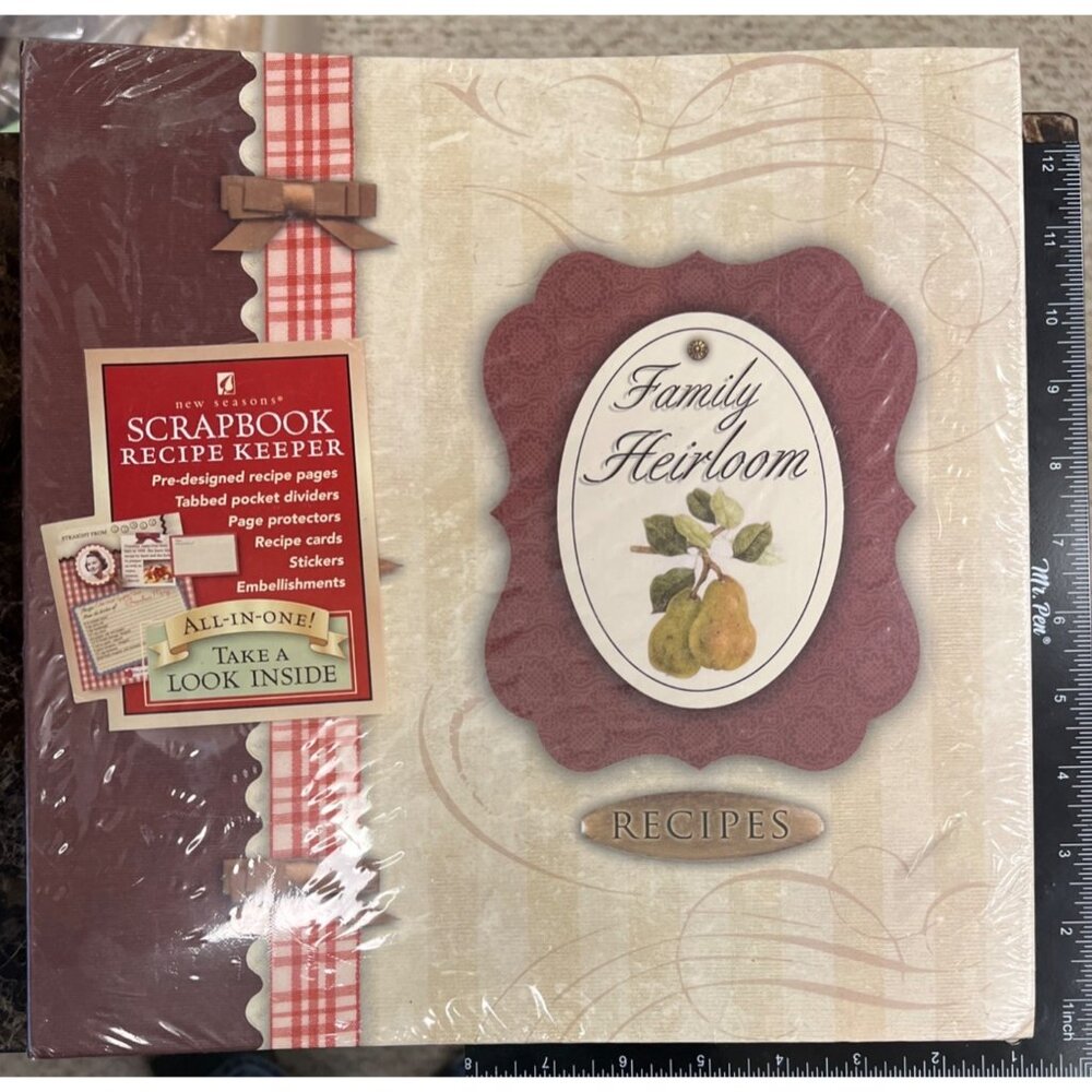 New Seasons Scrapbook Recipe Keeper With Pre-Designed Pages Dividers Protectors